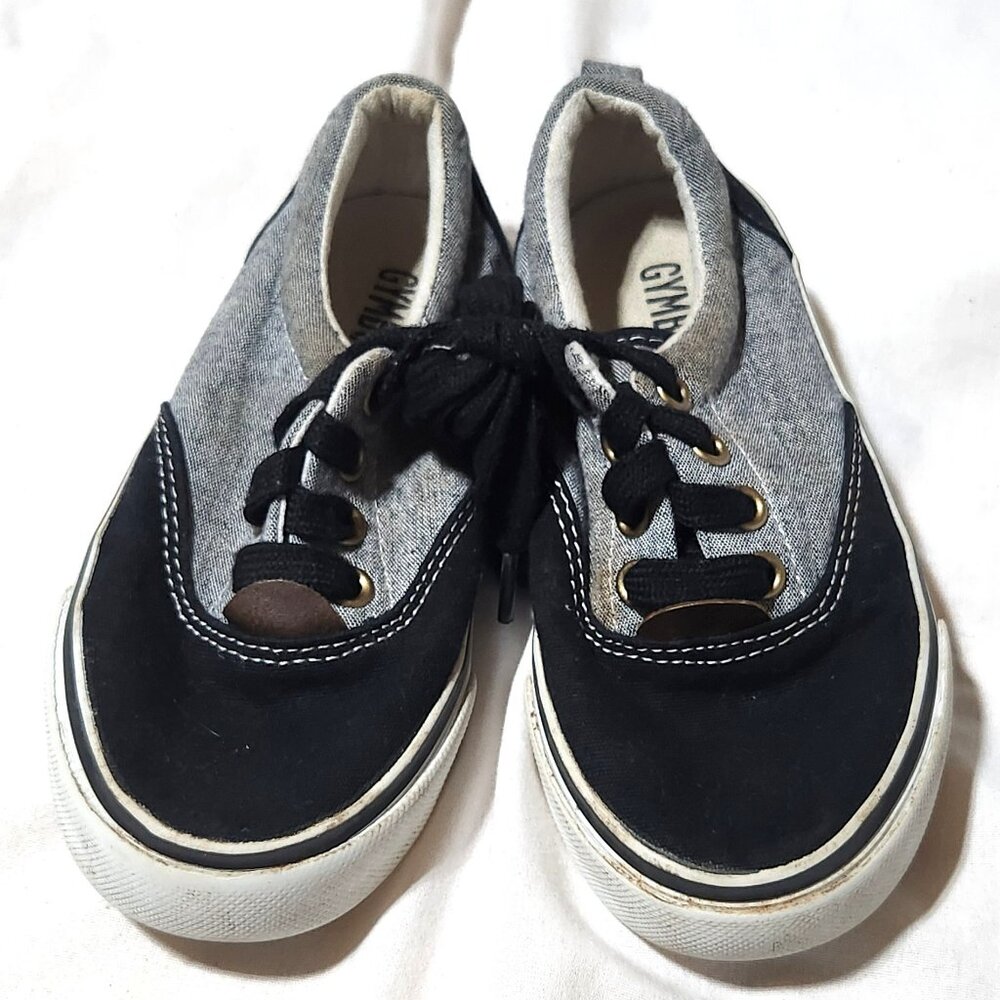 Gymboree Girls Sneakers – Size 10 Toddler – Black & Gray with Gold Accents